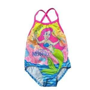 vtg Candlesticks little mermaid swimsuit rainbow colorful Sz 3T